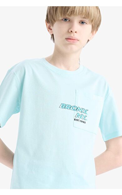 DeFacto Erkek Çocuk Bisiklet Yaka Baskılı Kısa Kollu Tişört E0098A825SMTR203