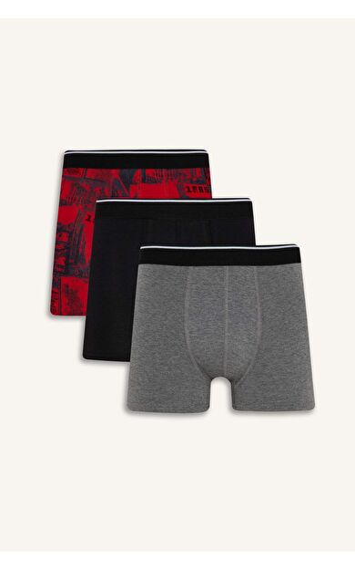 DeFacto Regular Fit Retro Desenli 3'lü Boxer