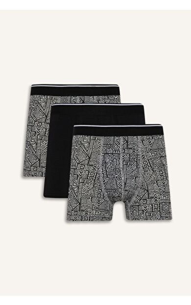 DeFacto Regular Fit Baskılı 3'lü Boxer E0125AX25AUBK81