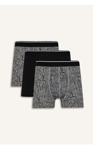 DeFacto Regular Fit Baskılı 3'lü Boxer E0125AX25AUBK81