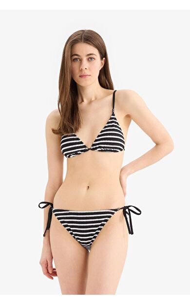 Çizgili Tül Bağcıklı Bikini Altı-Fall in Love