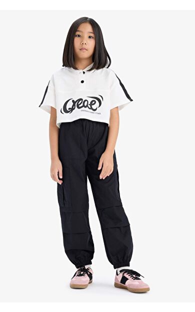 DeFacto Kız Çocuk Paraşüt Kargo Jogger Paça Pantolon