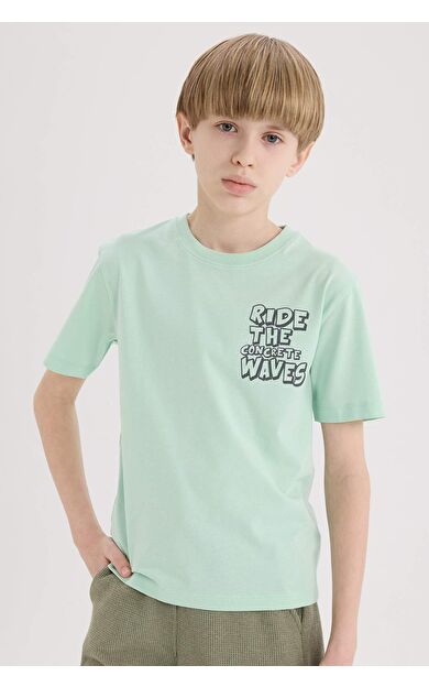 DeFacto Erkek Çocuk Bisiklet Yaka Baskılı Kısa Kollu Tişört E0168A825SMTR123