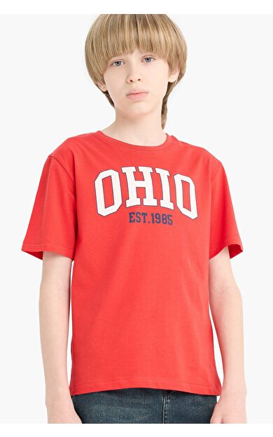 DeFacto Erkek Çocuk Regular Fit Bisiklet Yaka Baskılı Kısa Kollu Tişört E0170A825SMRD65