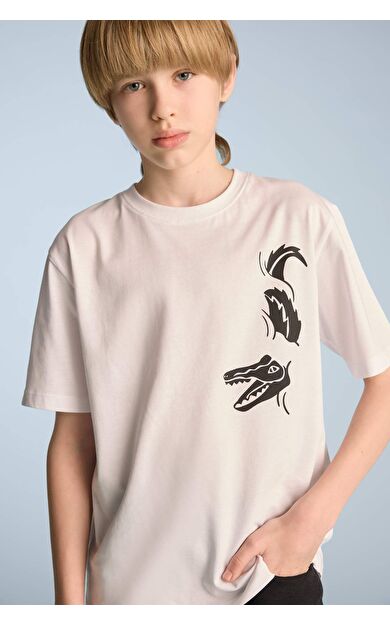 DeFacto Erkek Çocuk Bisiklet Yaka Baskılı Kısa Kollu Tişört E0173A825HSWT34