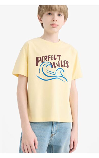 DeFacto Erkek Çocuk Regular Fit Bisiklet Yaka Baskılı Kısa Kollu Tişört E0174A825HSYL252