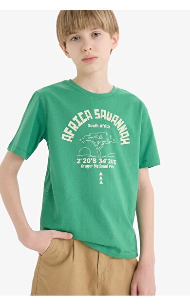 DeFacto Erkek Çocuk Regular Fit Bisiklet Yaka Baskılı Kısa Kollu Tişört E0176A825HSGN745