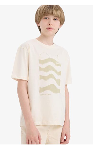 DeFacto Erkek Çocuk Regular Fit Bisiklet Yaka Baskılı Kısa Kollu Tişört E0177A825HSER100