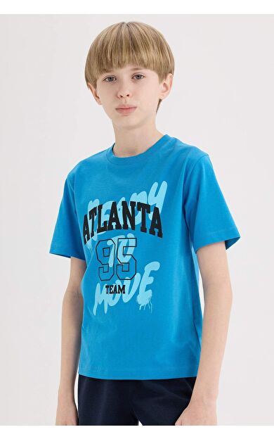 DeFacto Erkek Çocuk Regular Fit Bisiklet Yaka Baskılı Kısa Kollu Tişört E0186A825HSTR276