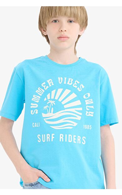 DeFacto Erkek Çocuk Regular Fit Bisiklet Yaka Baskılı Kısa Kollu Tişört E0187A825HSTR230