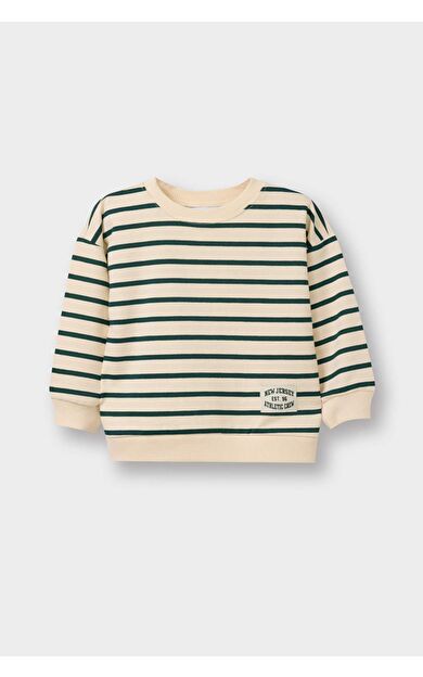 DeFacto Erkek Bebek Regular Fit Bisiklet Yaka Çizgili Sweatshirt Kumaşı Sweatshirt