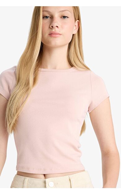 Coool Fitted Bisiklet Yaka Ribana Kısa Kollu Tişört E0288AX25AUBR476