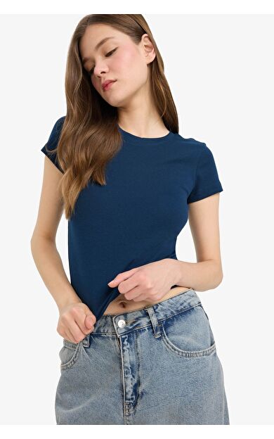 DeFacto Coool Fitted Ribana Kısa Kollu Tişört E0288AX25AUNV248