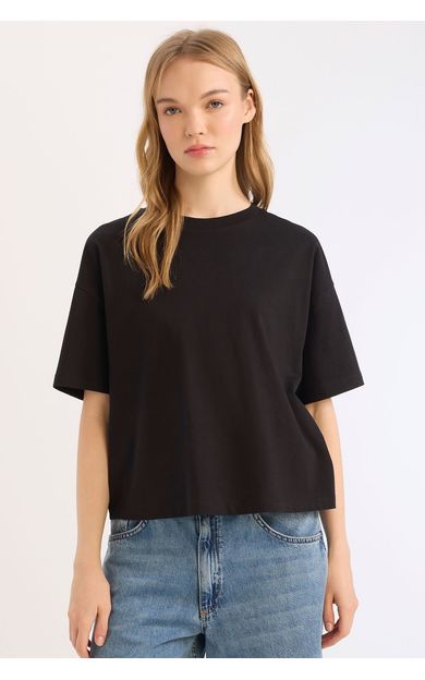 DeFacto Coool Loose Fit Bisiklet Yaka Basic Düz Kısa Kollu Tişört E0291AX25SMBK81