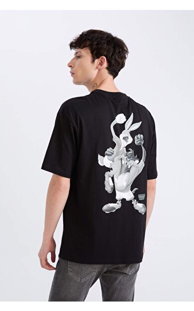DeFacto Looney Tunes Boxy Fit Bisiklet Yaka Sırt Baskılı Kısa Kollu Tişört E0328AX25SPBK81