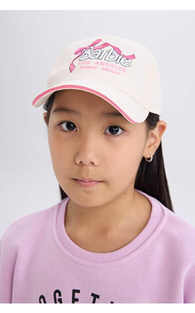 DeFacto Kız Çocuk Barbie Nakışlı Pamuklu Cap Şapka