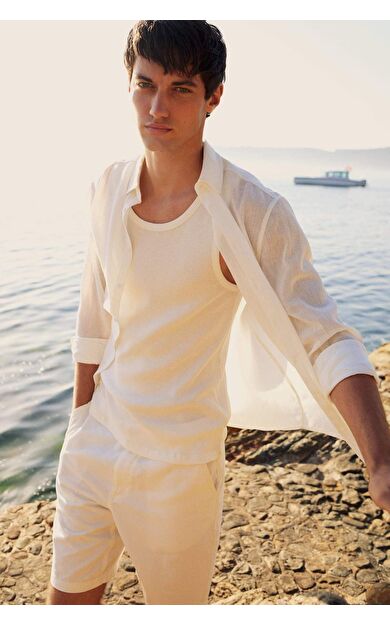 DeFacto Slim Fit Dar Kesim Bisiklet Yaka Ribana Atlet E0446AX25SMER105