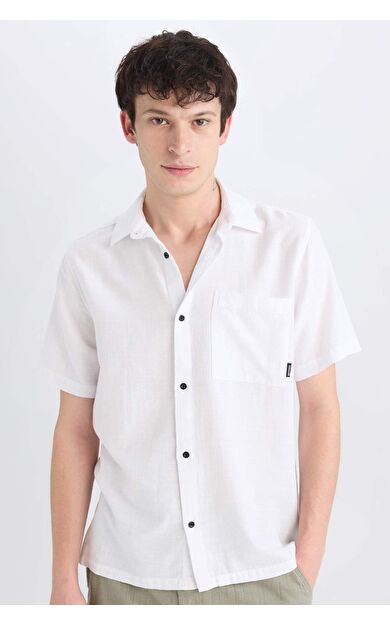 DeFacto Regular Fit Pamuklu Yazlık Kısa Kollu Gömlek E0461AX25SMWT34