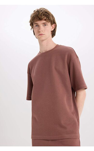 DeFacto Boxy Fit Bisiklet Yaka Kısa Kollu Tişört E0493AX25SMBN307