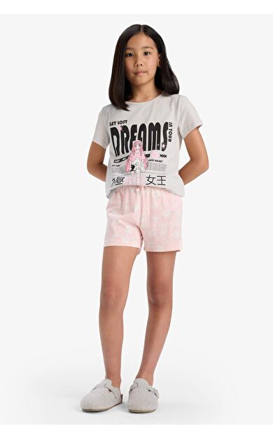 DeFacto Kız Çocuk Regular Fit Desenli 2'li Pijama Takımı