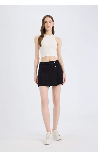 Yüksek Bel Jean Şort Etek E0561AX25SMNM40