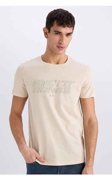 DeFacto %100 Pamuk Slim Fit Dar Kesim Bisiklet Yaka Baskılı Kısa Kollu Tişört E0577AX25SMBG155