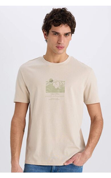 DeFacto Regular Fit Bisiklet Yaka Baskılı Kısa Kollu Tişört E0579AX25SMBG106