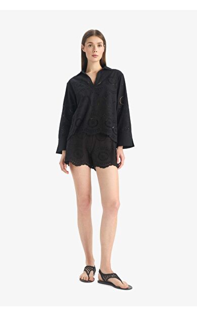 Regular Fit Brode Plaj Şortu-Fall in Love E0599AX25SMBK27