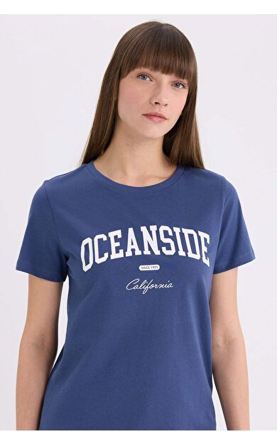 Regular Fit Bisiklet Yaka Baskılı Penye Kısa Kollu Tişört E0610AX25SPIN231