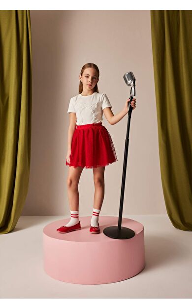 DeFacto Kız Çocuk23 Nisan Çocuk Bayramı Pileli Kırmızı Etek