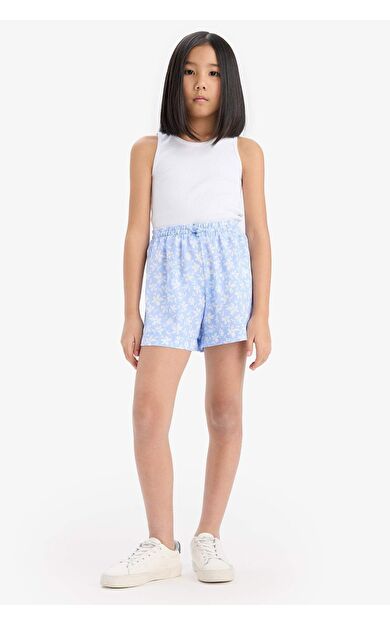 DeFacto Kız Çocuk Çiçek Desenli Viskon Şort