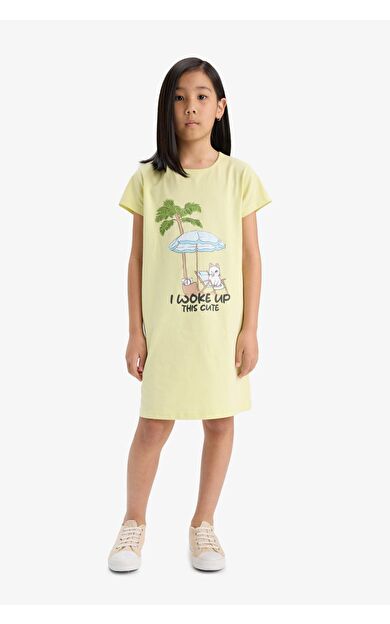 DeFacto Kız Çocuk Baskılı Kısa Kollu Elbise E0658A825SMYL282