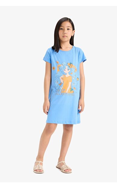 DeFacto Kız Çocuk Hayvan Desenli Kısa Kollu Elbise