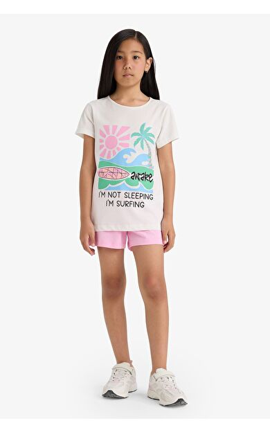 DeFacto Kız Çocuk Regular Fit Baskılı 2'li Pijama Takımı E0665A825HSER85