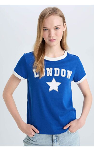 Coool Regular Fit Bisiklet Yaka Baskılı Ribana Kısa Kollu Tişört E0676AX25SMBE142