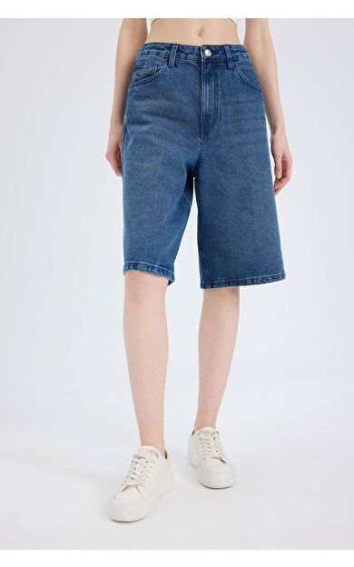 DeFacto Normal Bel Jean Bermuda Şort E0710AX25SMNM28