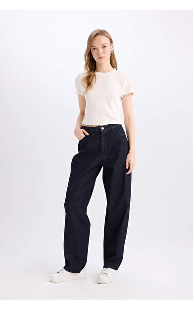 DeFacto Baggy Fit Yüksek Bel Uzun Jean Pantolon E0740AX24WNNM34