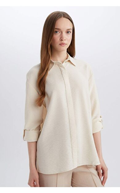 Regular Fit Gömlek Yaka Uzun Kollu Tunik