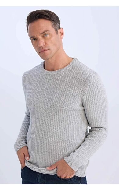 DeFacto Standart Fit Bisiklet Yaka Triko Kazak E0811AX24WNGR110