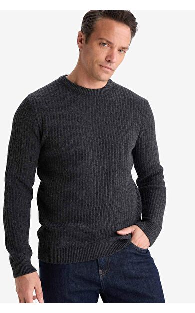 DeFacto Standart Fit Bisiklet Yaka Triko Kazak E0811AX25WNAR163