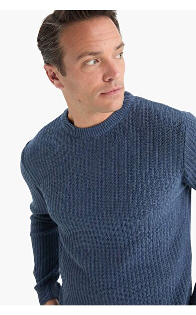 DeFacto Standart Fit Bisiklet Yaka Basic Dokulu Triko Kazak E0811AX25WNIN34