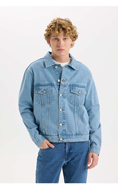 DeFacto %100 Pamuk Regular Fit Jean Ceket