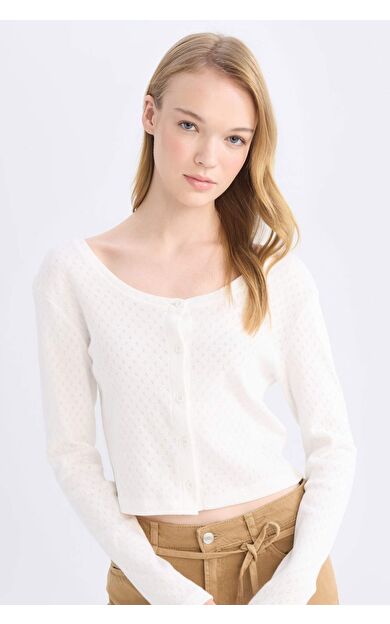 Coool Fitted Düğmeli Fitilli Kaşkorse Hırka