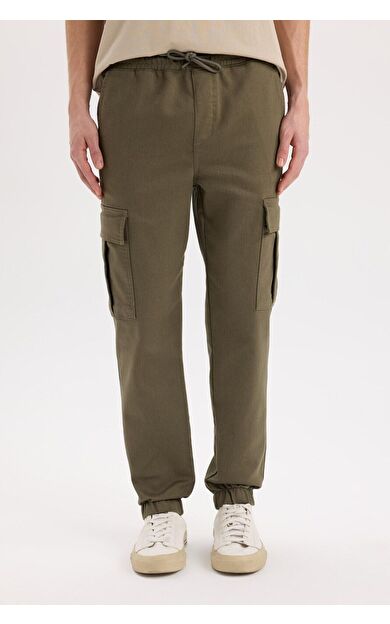 DeFacto Jogger Pantolon Regular Beli Bağcıklı Dokulu Kargo Cepli