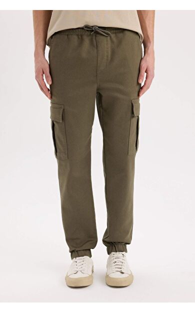 DeFacto Jogger Pantolon Regular Beli Bağcıklı Dokulu Kargo Cepli
