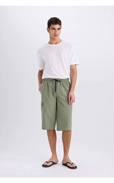 DeFacto Long Fit File Astarlı Uzun Boy Deniz Şortu E0905AX25HSKH109