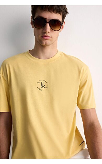 DeFacto %100 Pamuk Boxy Fit Bisiklet Yaka Baskılı Kısa Kollu Tişört E0911AX25SMYL506