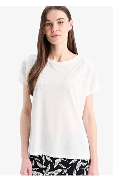 DeFacto Regular Fit Bisiklet Yaka Basic Düz Kısa Kollu Tişört E0918AX25SPER85