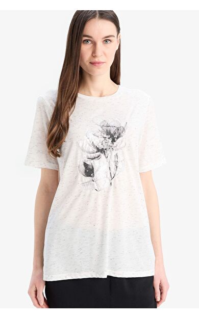 DeFacto Bisiklet Yaka Baskılı Kısa Kollu Tişört E0919AX25SPER100