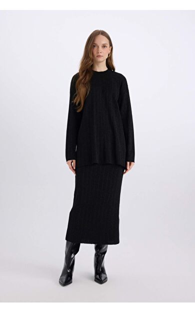 DeFacto Regular Fit Basic Düz Maxi Triko Etek